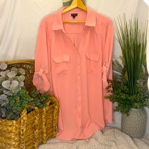 PINK GEORGETTE PULLOVER BLOUSE 💕